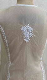 Load image into Gallery viewer, Women's Lakhnavi Handcrafted White Organza Chikankari Kurti - HONC029496