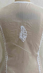 Load image into Gallery viewer, Women's Lakhnavi Handcrafted White Organza Chikankari Kurti - HONC029504