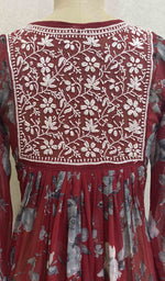 Load image into Gallery viewer, Women's Lakhnavi Handcrafted Printed Faux-Georgette Chikankari Gown - HONC048307