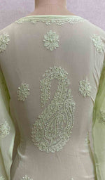 将图像加载到图库查看器中, Lakhnavi 手工粘胶乔其纱 Chikankari Kurti - HONC022065