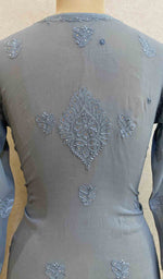 将图像加载到图库查看器中, Women's Lakhnavi Handcrafted Viscose Georgette Chikankari Kurti - HONC026166