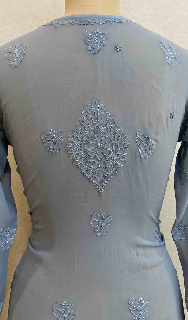 Women's Lakhnavi Handcrafted Viscose Georgette Chikankari Kurti - HONC026166