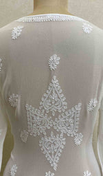 将图像加载到图库查看器中, Women's Lakhnavi Handcrafted Viscose Georgette Chikankari Kurti - HONC029637