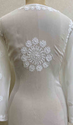 Load image into Gallery viewer, Women's Lakhnavi Handcrafted Viscose Georgette Chikankari Kurti - HONC029628