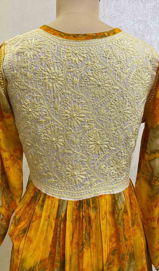 Women's Lucknowi Handcrafted Printed Modal Cotton Chikankari Dress - HONC059653
