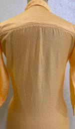 将图像加载到图库查看器中, Lakhnavi 手工制作 Chanderi 丝绸 Chikankari 上衣 - HONC062102