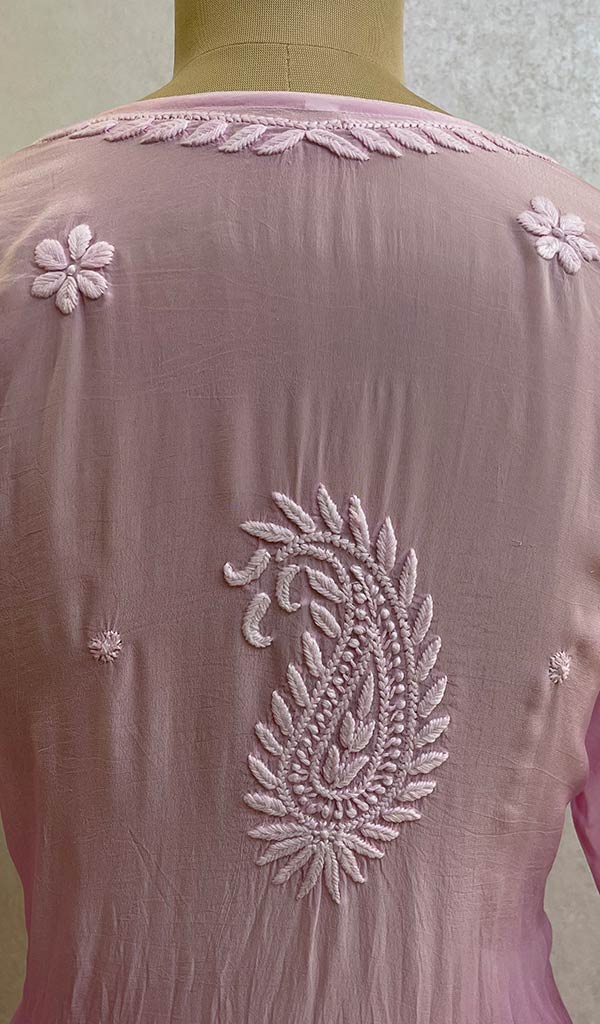 Women's Lucknowi Handcrafted Crepe Chikankari Kurti With Slip - HONC067107