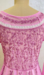 Load image into Gallery viewer, Pink Women Lucknowi Handcrafted Faux-Georgette Chikankari Anarkali Dress
