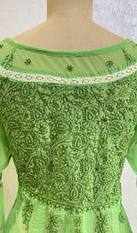 Load image into Gallery viewer, Aadab Women's Lakhnavi Handcrafted Faux-Georgette Chikankari Anarkali Dress
