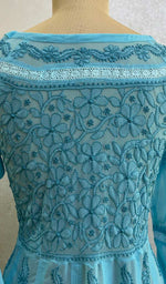 Load image into Gallery viewer, Aidah Women's Lakhnavi Handcrafted Faux-Georgette Chikankari  Anarkali Dress - HONC038920