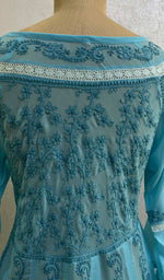 Load image into Gallery viewer, Aidah Women's Lakhnavi Handcrafted Faux-Georgette Chikankari  Anarkali Dress - HONC038987