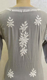 Load image into Gallery viewer, Women's Lakhnavi Handcrafted Linen Cotton Chikankari Kurti - HONC079397