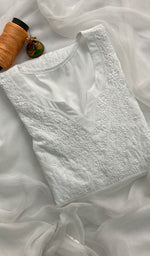 Load image into Gallery viewer, Women's Lucknowi Handcrafted Cotton Chikankari Kurti -HONC098125