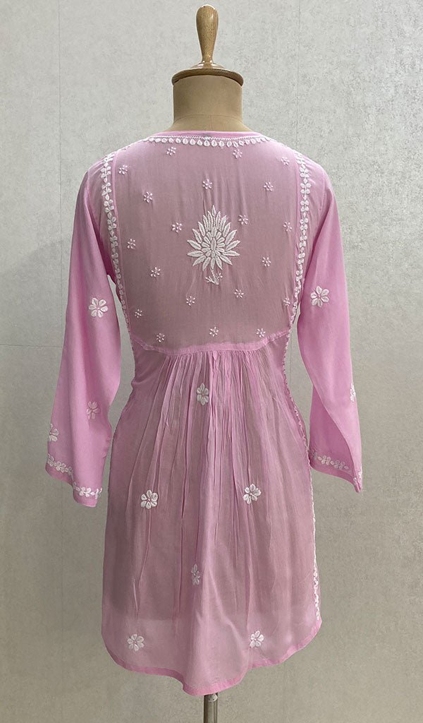Lucknowi 手工莫代尔棉 Chikankari 长袍 - HONC098359