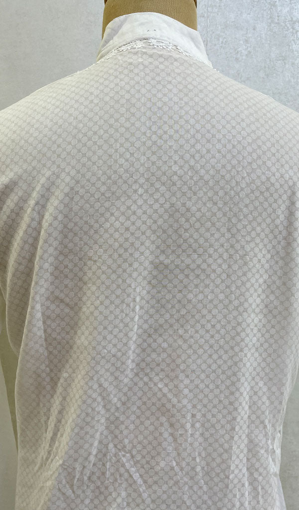 Men's Lucknowi Handcrafted Cotton Chikankari Kurta - HONC085885