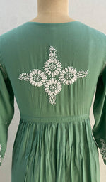Load image into Gallery viewer, Neha Women's Lucknowi Handcrafted Modal Cotton Chikankari Angrakha Dress - HONC0102784