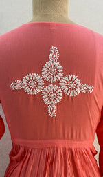 Load image into Gallery viewer, Neha Women's Lucknowi Handcrafted Modal Cotton Chikankari Angrakha Dress - HONC0102786