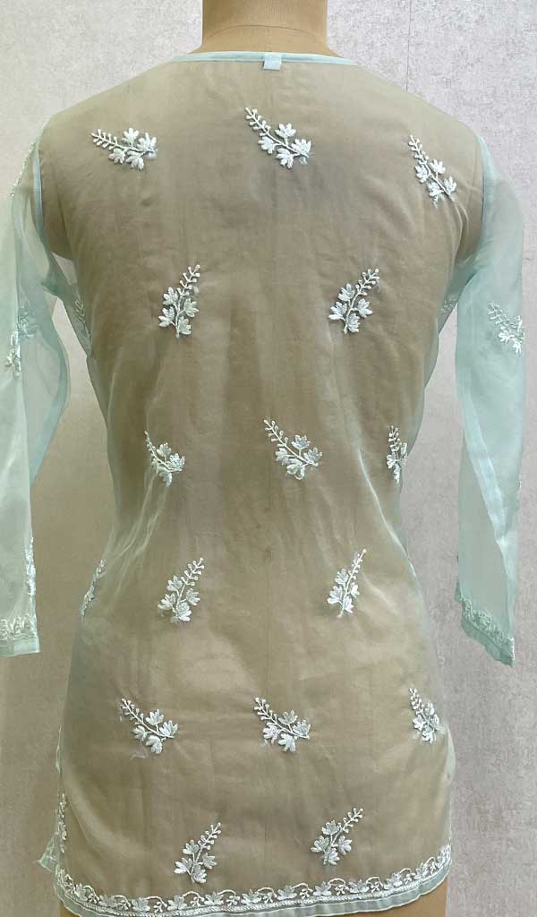 Lakhnavi 手工制作 Orgenza Chikankari 上衣 - HONC0112356