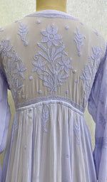 将图像加载到图库查看器中, Women's Lakhnavi Handcrafted Viscose Georgette Chikankari Bajirao Dress - HONC098685