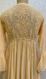 将图像加载到图库查看器中, Women's Lakhnavi Handcrafted Viscose Georgette Chikankari Bajirao Dress - HONC098679