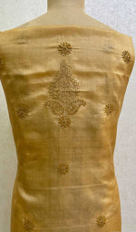 Load image into Gallery viewer, Women's Lakhnavi Handcrafted Tussar Silk Chikankari Unstitched Kurti Fabric - Honc0109223
