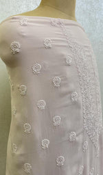 将图像加载到图库查看器中, Lucknowi Handcrafted Viscose Georgette Chikankari Unstitched Men's Kurta Fabric - HONC0112604