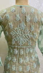 将图像加载到图库查看器中, Women's Lakhnavi Handcrafted Organza Chikankari Kurti - HONC0111265