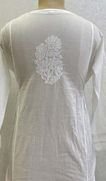 将图像加载到图库查看器中, Lakhnavi 手工制作的 Chikankari 棉质上衣 - HONC0111354