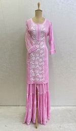 Load image into Gallery viewer, Zhavia Women's Lakhnavi Handcrafted Modal Cotton Chikankari Kurta And Gharara Set - HONC0130449