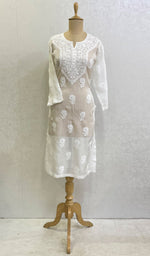 Load image into Gallery viewer, Women's Lakhnavi Handcrafted Organza Chikankari Kurti- HONC0115945