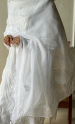 Load image into Gallery viewer, Nazm Women's Lucknowi Handcrafted Kota Cotton Chikankari Dupatta - HONC0277303
