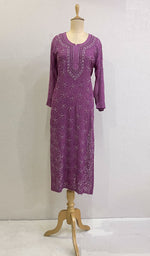 Load image into Gallery viewer, Women's Lakhnavi Handcrafted Viscose Georgette Chikankari Kurti - HONC0144364
