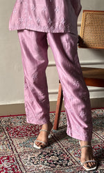 Load image into Gallery viewer, Imara Women's Lakhnavi Handcrafted Chanderi Silk Chikankari Top And Pant Set - HONC0340441