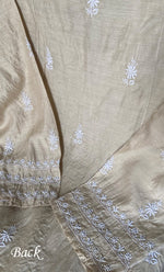 Load image into Gallery viewer, Women's Lakhnavi Handcrafted Munga Silk Semi - Stitched Chikankari Kurta And Dupatta Set- HONC0246919