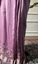 将图像加载到图库查看器中, Women's Lakhnavi Handcrafted Mul Chanderi Chikankari Saree - HONC0312055