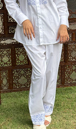 Load image into Gallery viewer, Women's Lakhnavi Handcrafted Cotton Chikankari Top And Palazzo Set - HONC0267510