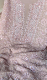 Load image into Gallery viewer, Women's Lakhnavi Handcrafted Pure Silk Georgette Chikankari Suit Material - HONC0187291