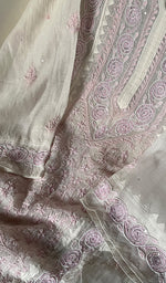 Load image into Gallery viewer, Aaliyah Women's Lakhnavi Handcrafted Mul Chanderi Semi - Stitched Kurta And Dupatta Set - HONC0256884