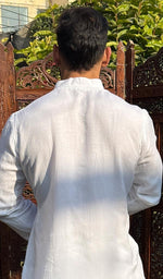 Load image into Gallery viewer, Men's Lucknowi Handcrafted Linen Cotton Chikankari Kurta - HONC0253036