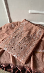Load image into Gallery viewer, Women's Lakhnavi Handcrafted Chanderi  Silk Semi - Stitched Kurta And Dupatta Set- HONC0273154