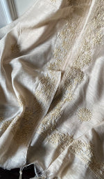Load image into Gallery viewer, Women's Lakhnavi Handcrafted Munga Silk Chikankari Dupatta - HONC0180051
