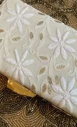 Load image into Gallery viewer, White Chikankari Embroidered Clutch - HONC0313603
