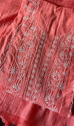 将图像加载到图库查看器中, Women's Lakhnavi Handcrafted Linen Cotton Semi -Stitched Anarkali And Dupatta Set - HONC0246483