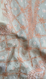 Load image into Gallery viewer, Shirin Women's Lakhnavi Handcrafted Mul Chanderi Unstitched Kurta And Dupatta Set - HONC0253637