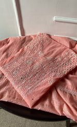 Load image into Gallery viewer, Women's Lakhnavi Handcrafted Mul Chanderi Semi - Stitched Kurta And Dupatta Set- HONC0305141