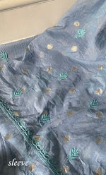 将图像加载到图库查看器中, Women's Lakhnavi Handcrafted Mul Chanderi Unstitched Chikankari Full Suit Material - HONC0316858