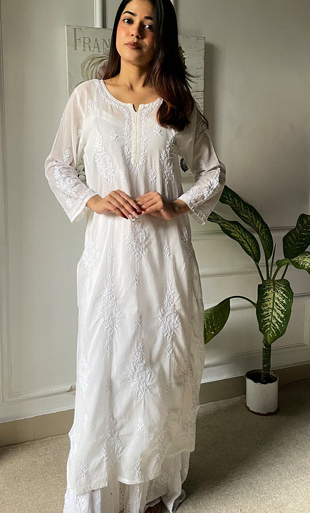 Women's Lucknowi Handcrafted Cotton Chikankari Kurti - HONC0303585