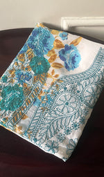 将图像加载到图库查看器中, Women's Lakhnavi Handcrafted Cotton Chikankari Unstitched Kurti Fabric - HONC0284322