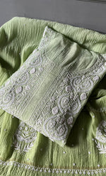 Load image into Gallery viewer, Women's Lakhnavi Handcrafted Mul Chanderi Semi - Stitched Anarkali And Dupatta Set - HONC0305931