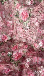 将图像加载到图库查看器中, Women's Lakhnavi Handcrafted Organza Chikankari Unstitched Kurta And Dupatta Set - HONC0268887